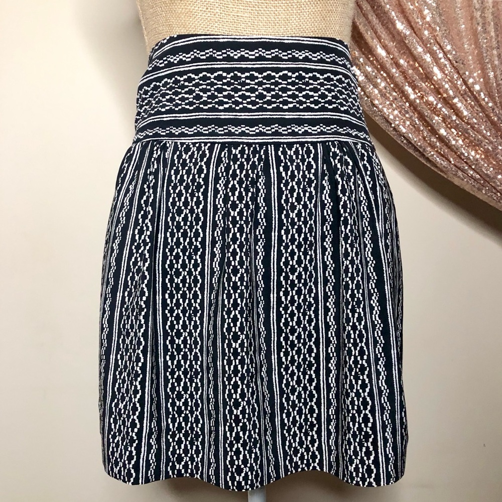 Madewell Silk Black White Aztec Printed Mini Skirt - Picture 7 of 14